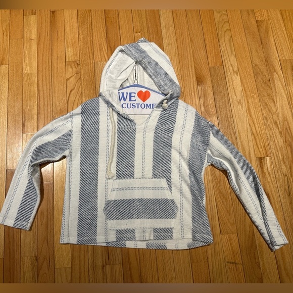 Ocean Drive Blue and White Beachy Hoodie Size Small - Picture 1 of 7